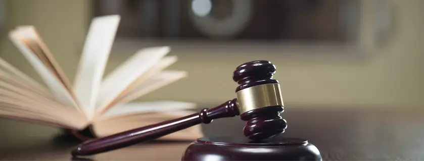 gavel and court papers