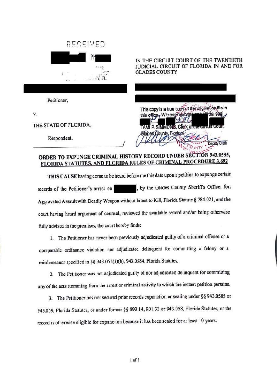 case matter 1100 court order expungement