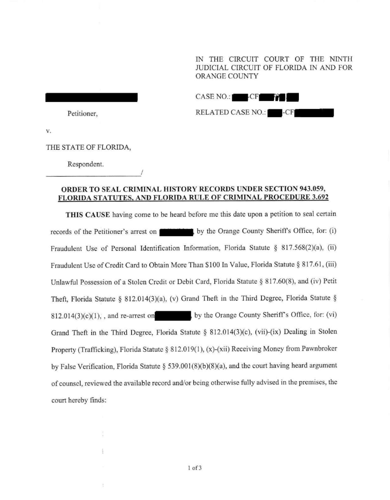 case matter 1104 court order sealing