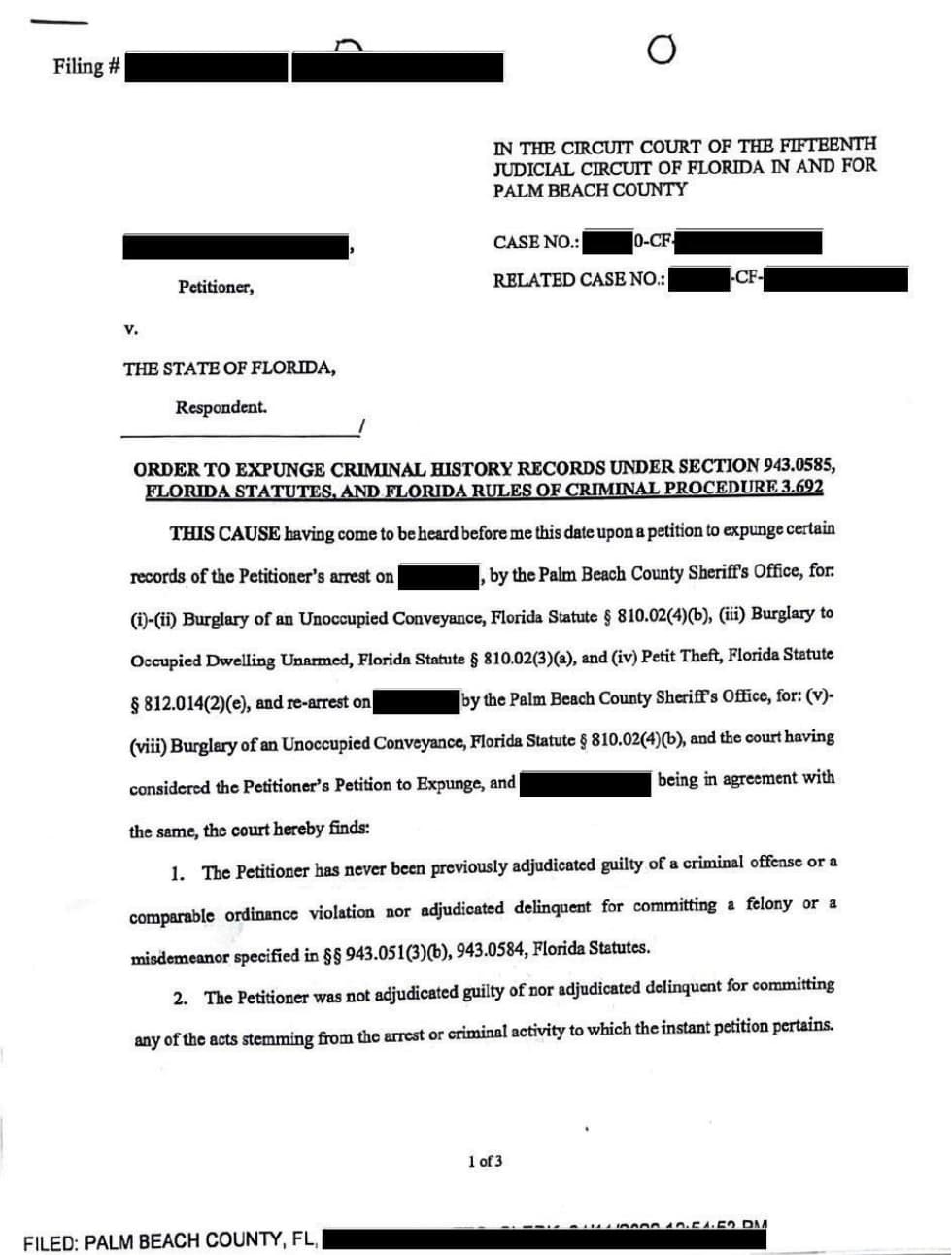 case matter 1125 court order