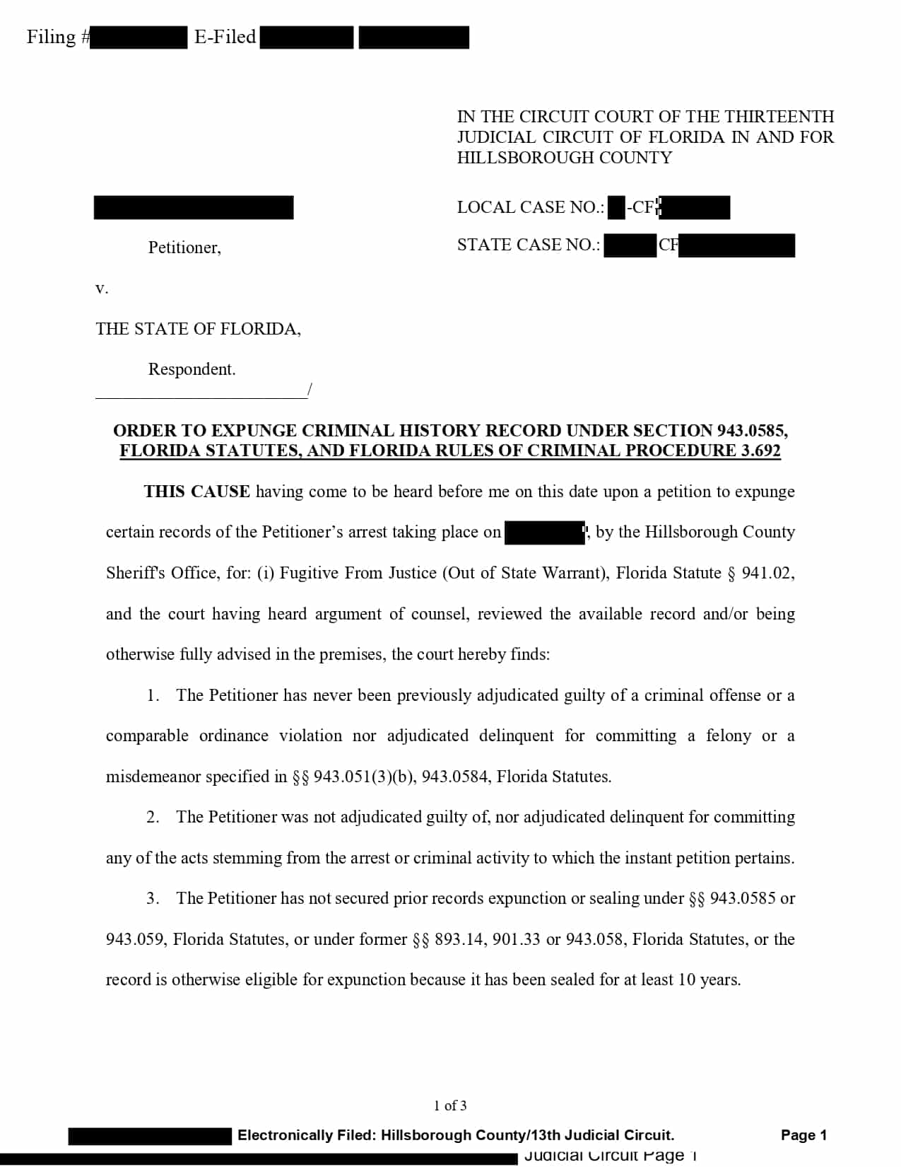 case matter 1443 court order expungement