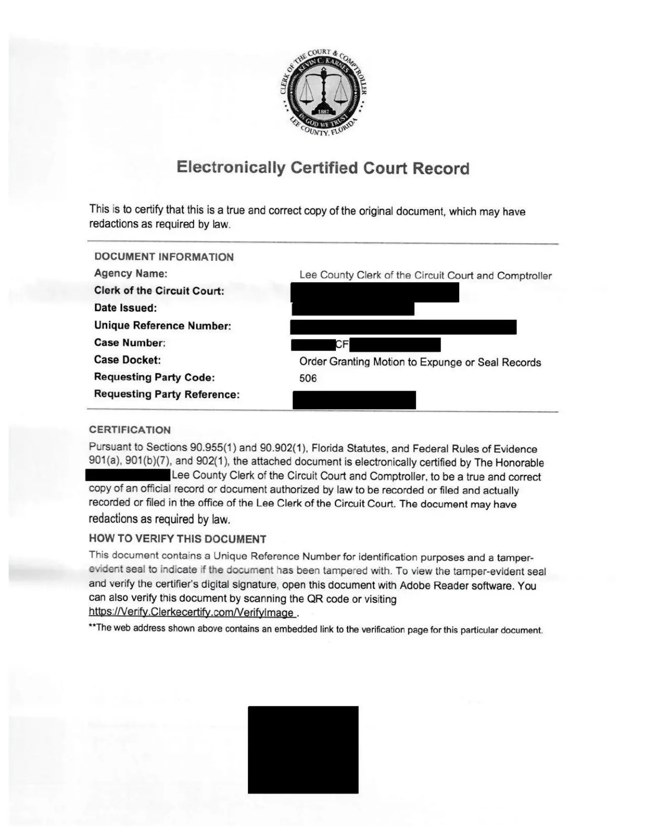 court order expungement 1184